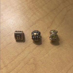 Three Sterling silver pandora charms